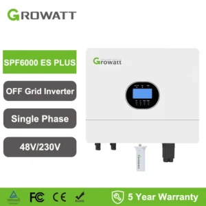 Growatt 6KW Off Grid Inverter Pure Sine Wave With WiFi Single Phase 48V 230V Grid Support Hybrid Inverter SPF 6000 ES Plus