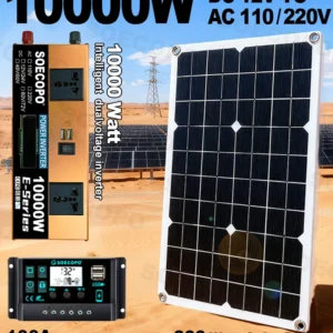 Off-Grid Solar Kit 10000W Powerful Inverter + 500W Solar Panels + 100A Controller DC 12V24V - AC 110V/220V Inverter