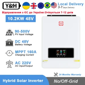 Y&H 10.2KW Off Grid Hybrid Inverter Dual MPPT 160A Solar Controller 48V 230V Dual PV Max input 500V Pure Sine Wave Inverter